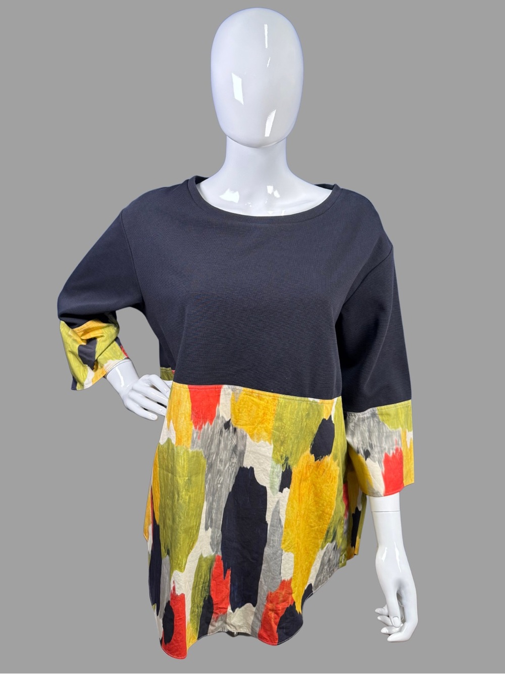 COS Navy Colorblock Scoop Neck Tunic Top